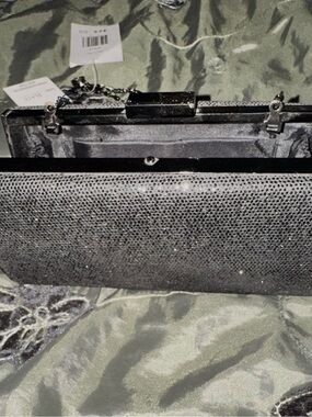 Sparkling Black Crystal Evening Clutch with Chain Strap